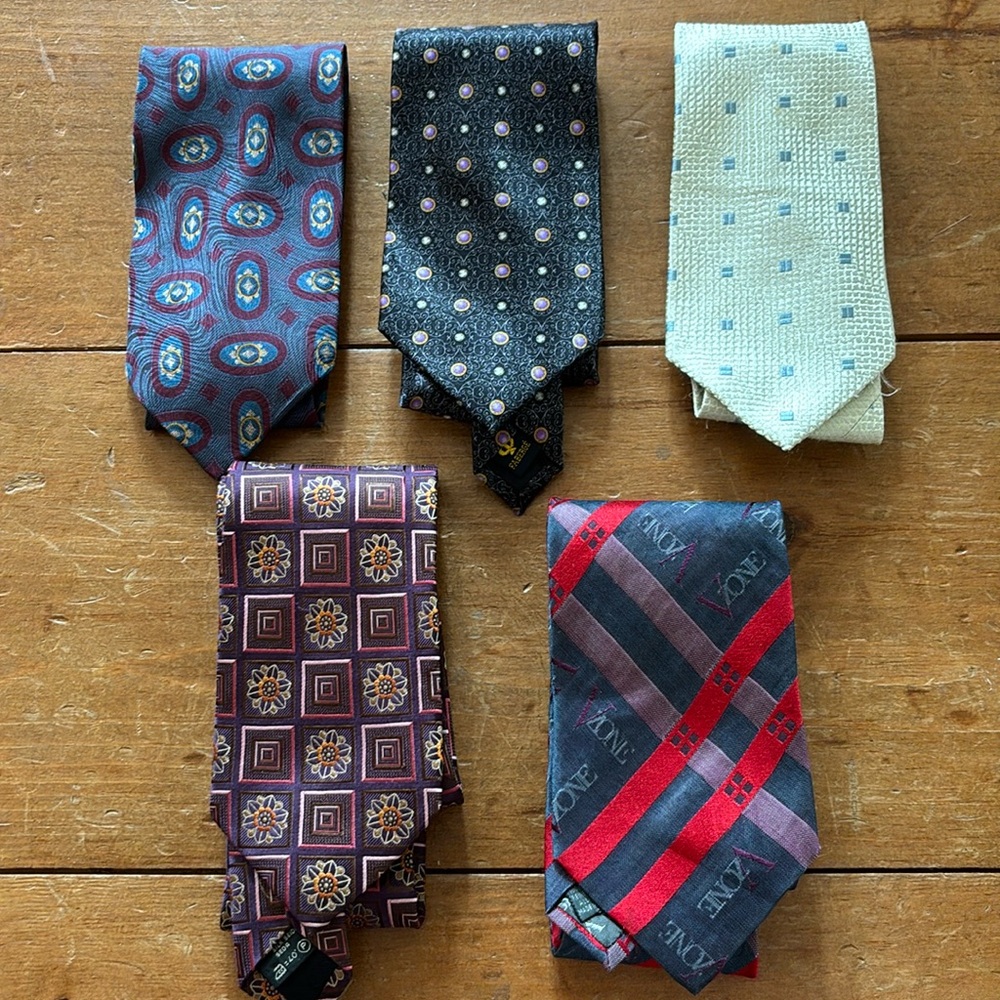 5 Luxury Silk Ties (Giorgio Armani, Faberge, and Valentino)